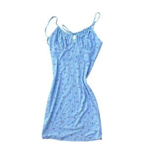 Active USA Blue Floral Slip Dress Cottagecore Y2K Size Large